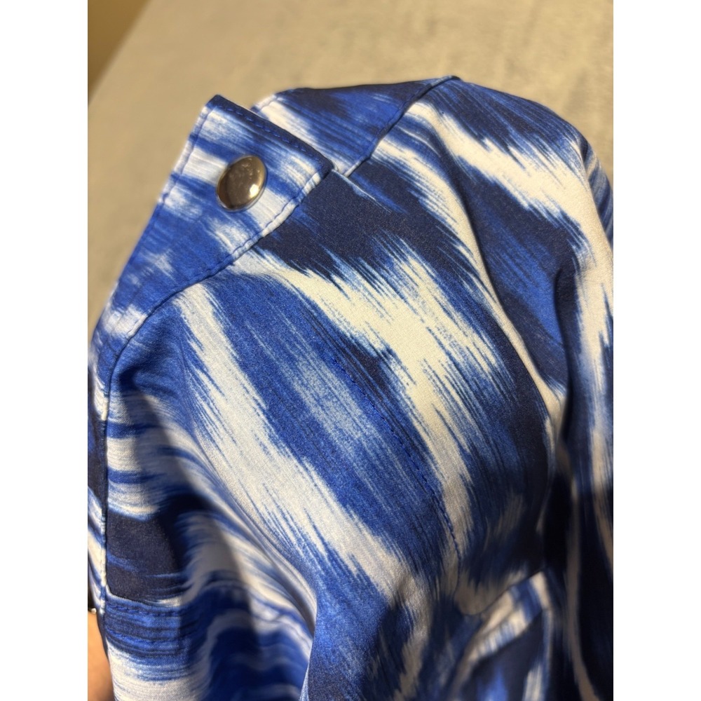 Chicos Zenergy Womens Size 2 (US L) Blue White Ikat Cargo Pants 570232199 Wear - Picture 12 of 14